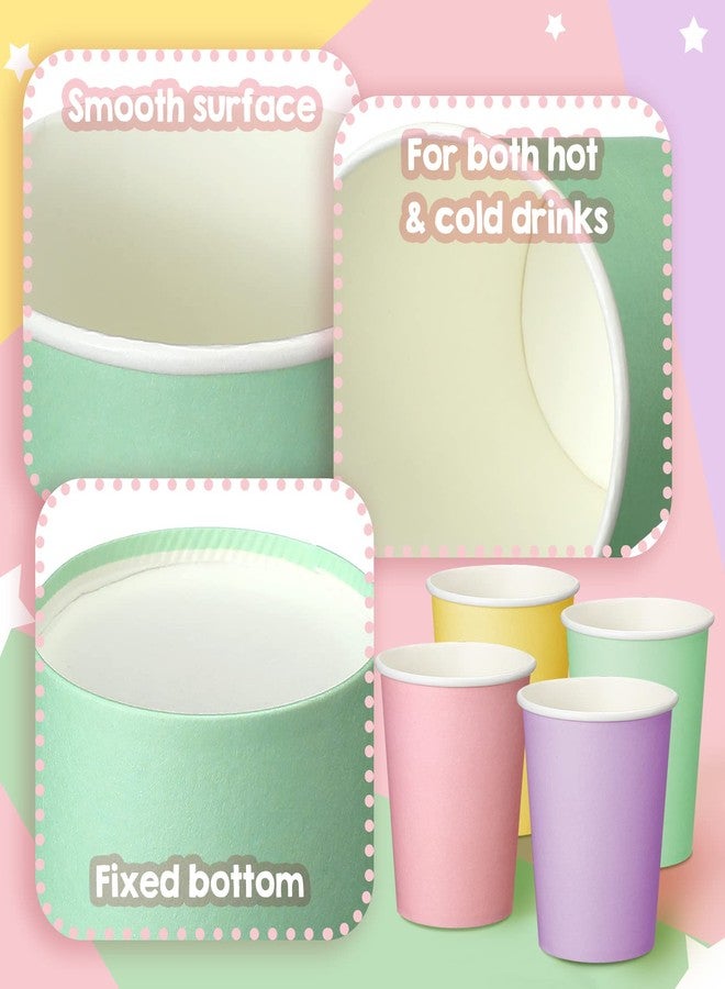 Funtery 100 Pcs Paper Cups Designed Hot Cocoa Pastel Cup Family Party Supplies Disposable Bottle for Hot Cold Drinks Coffee Easter Holidays Celebration(Muticolor,9 oz) - Image 3